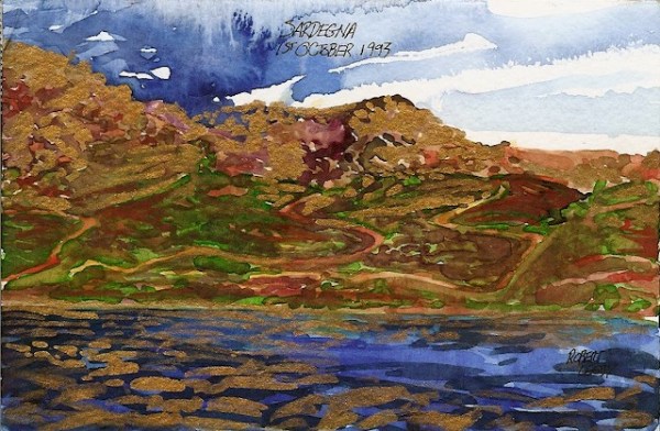 “Sardegna”, by Robert Leedy, 1993, watercolor on paper, Collection of Mr. & Mrs. Homer H. Humphries