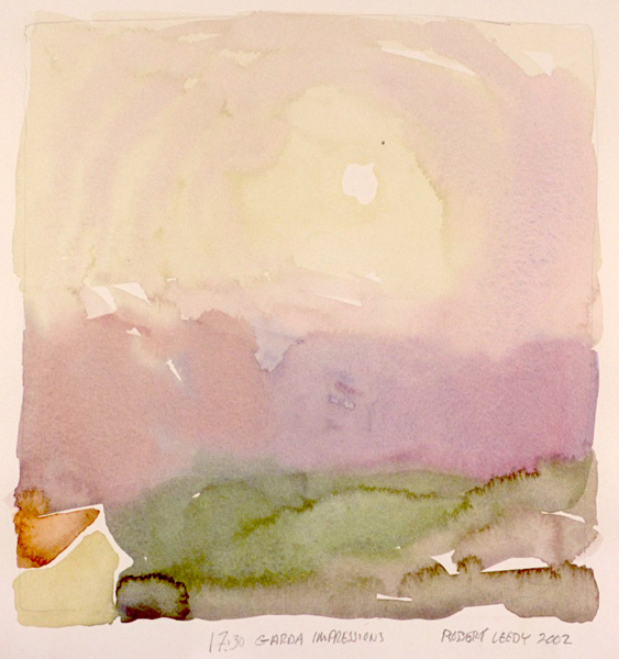 “17:30 Garda Impressions”, by Robert Leedy, 2002, watercolor on Arches Hot Press paper, 12.25 x 11.25 in., Collection of the Artist