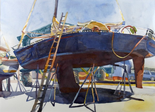 “Dry Finesse”, by Robert Leedy, 2004, (finished version), watercolor on Arches 140 lb Cold Press paper, 16 x 22 in., Collection of the Artist