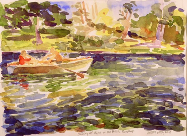 “Bois de Boulogne”, by Robert Leedy 2003, watercolor on Arches hot press paper, 11 x 14.75 in., Collection of the Artist