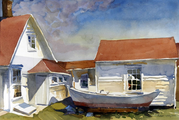 “Keeper’s House - Monhegan Island, Maine”, by Robert Leedy, 2004, watercolor on paper, 12.75 x 18.75 in., Collection of the Artist