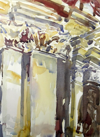 “Venetian Interior”, by Robert Leedy, 2003, watercolor on 140 lb. Arches Hot Press paper, 18.75 x 13.75 in., Collection of the Artist