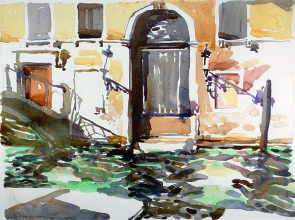 “Rio di San Vio”, by Robert Leedy, 2003, watercolor on Arches 140 lb. Hot Press paper, 17.5 x 23 in., Collection of the Artist