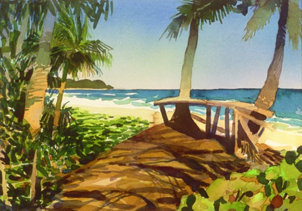 “Playa Nuestra II”, by Robert Leedy, 2003, watercolor on paper, 9.25 x 13.125 in., Collection of the Artist
