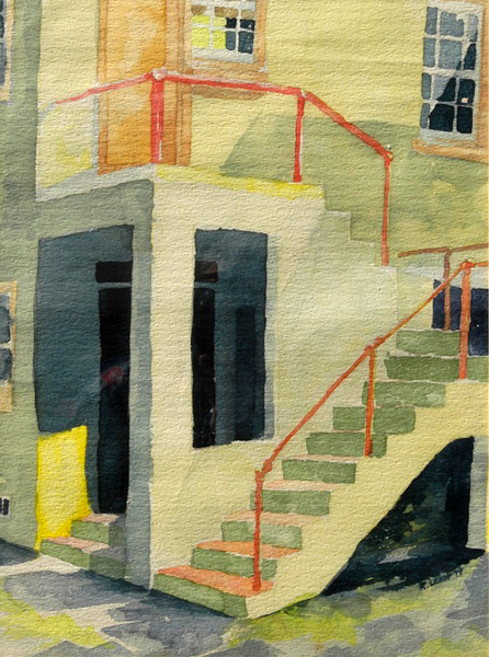 “Hoagies’ Alley”, by Robert Leedy, 1977, watercolor on paper, 13.75 x 18.5 in., Collection of the Artist