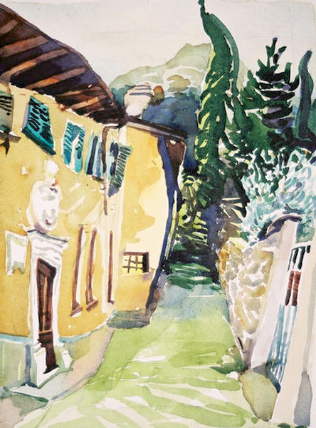 “Italian Hommage to Soutine”, by Robert Leedy, 2003, watercolor on paper, Collection of Karen Martin, Orange Park, Florida