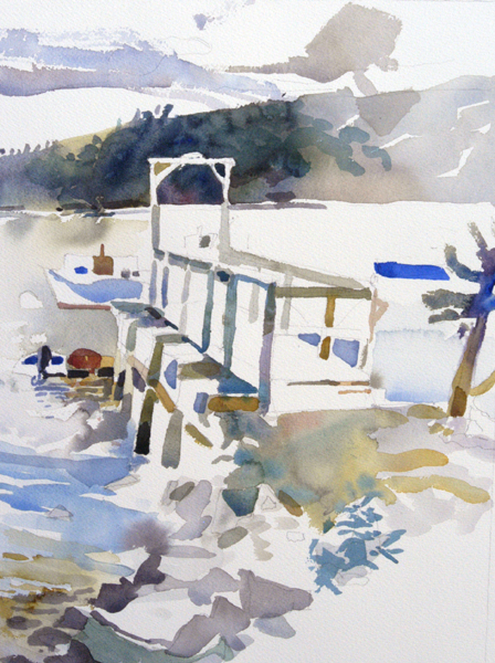 "Amy's Dock", by Robert Leedy, 2008, watercolor on Arches 140 lb. Cold Press paper, 