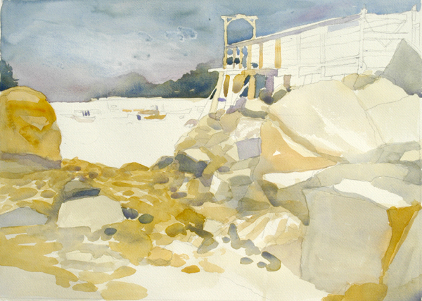 "Low Tide, Owls Head Harbor", by Robert Leedy, 2008, watercolor on Arches 140 lb. Cold Press paper, 16" x 22"