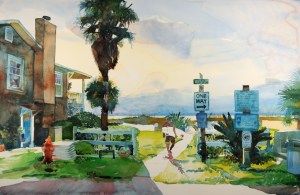 "South & Strand", by Robert Leedy, watercolor on Fabriano Artistico 140 lb. Soft Press paper, 18.5" x 28.5"