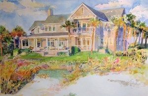 Watercolor is applied to the ground. 