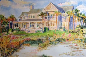 The darker green area and the neighboring darks proved to be a mistake which I later covered with more layers of Golden Absorbent Ground (White).