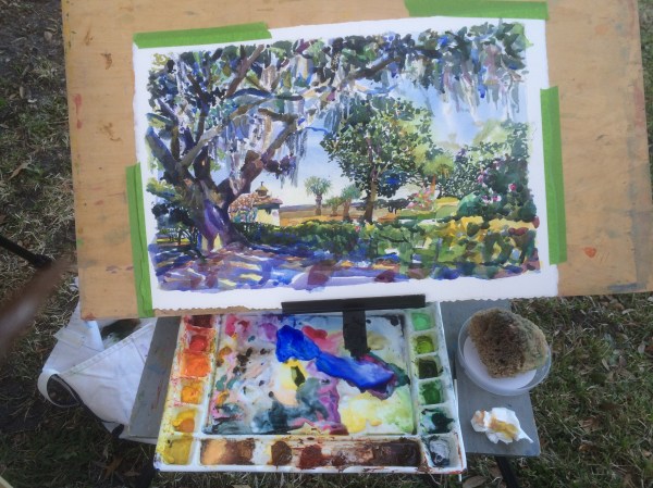 The only known surviving photo of "Musgrove Canopy", by Robert Leedy, watercolor on Fabriano Artistic 140 lb. Cold Press paper. RIP.